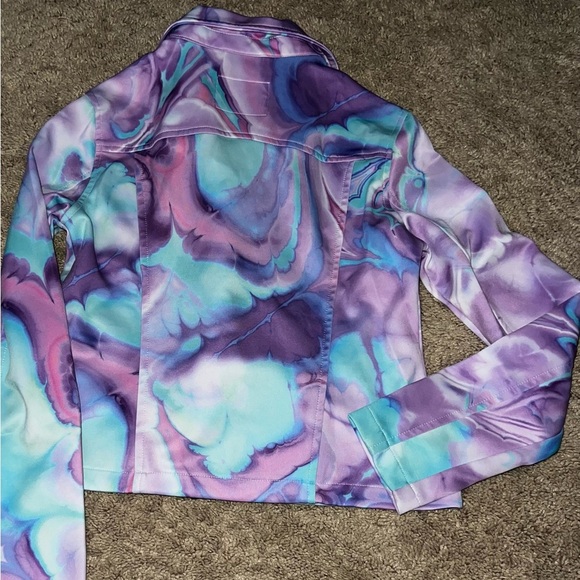 Justice Jacket Purple and Blue Swirly Pattern Size 14/16 - Picture 2 of 10